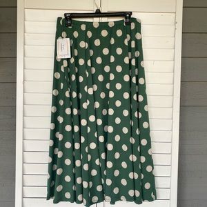 Lularoe Jennifer skirt green polka dot NWT